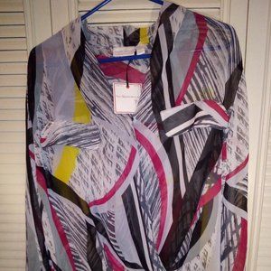 Bisou Bisou LS sheer top XL NWT